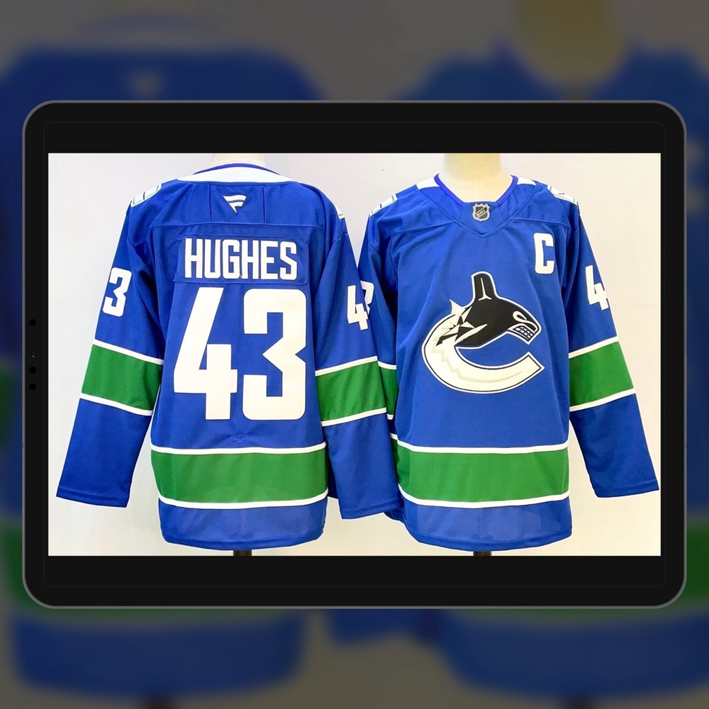 Men's NHL Vancouver Canucks #43 Quinn Hughes 2025 Fanatics Home Breakaway Jersey